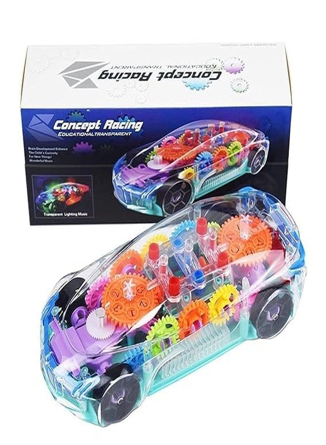 Manos Bump & Go Rotating Transparent Concept Racing Car Transparent Car 3D Concept Super Car Toy for Kids with 360 Degree Rotation,Gear Simulation Mechanical Car Technology - Image 2